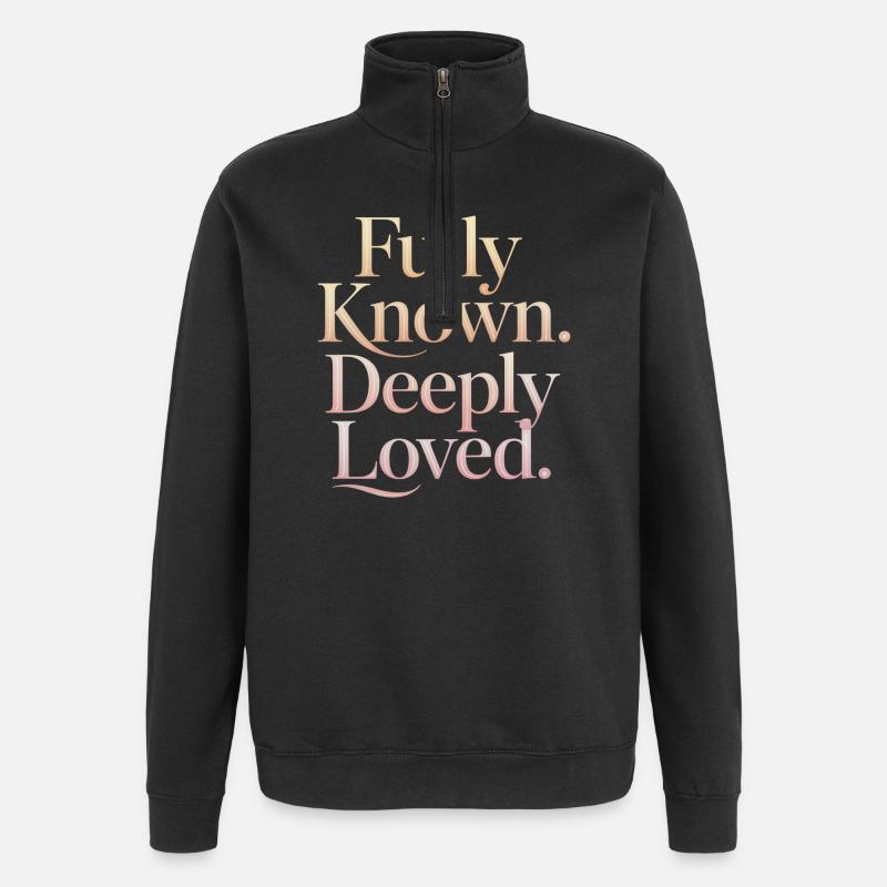 Fully Known Deeply Loved Christliche Ermutigung - Quarter-Zip-Sweatshirt - Schwarz