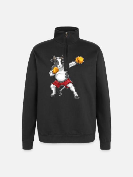 Kuh Boxer Boxhandschuhe Boxen - Quarter-Zip-Sweatshirt - Schwarz