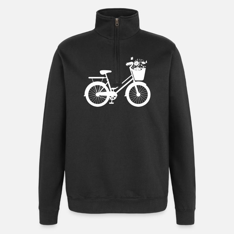 Blumen-Fahrrad-Geschenkidee - Quarter-Zip-Sweatshirt - Schwarz