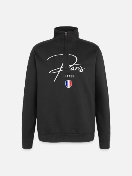 Paris France, elegant design Paris - Quarter-Zip Sweatshirt - black