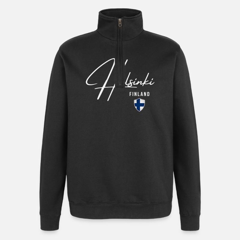 Helsinki Finlande, design élégant Helsinki - Sweat à zip 1/4 - noir