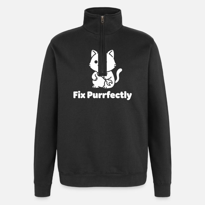 Cat Workshop Purrfectly - Quarter-Zip Sweatshirt - black