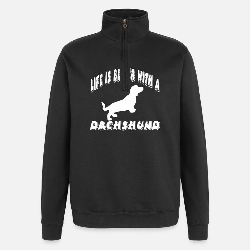 Dackel - Quarter-Zip-Sweatshirt - Schwarz