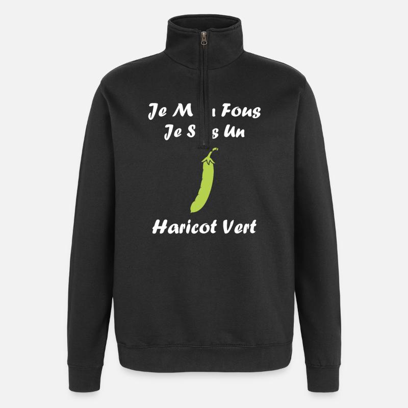 Französische Bohne - Quarter-Zip-Sweatshirt - Schwarz