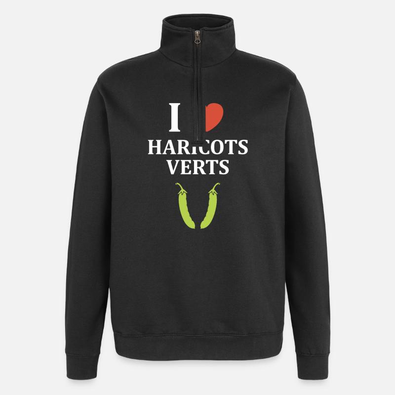 haricot vert - Sweat à zip 1/4 - noir