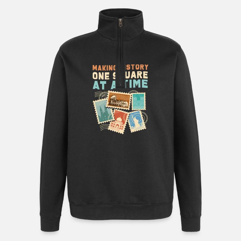 Stamps Philatelist Stamp Collection - Quarter-Zip Sweatshirt - black
