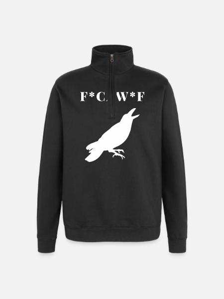 FCAWF Funny Crow Bird Design - Quarter-Zip Sweatshirt - black
