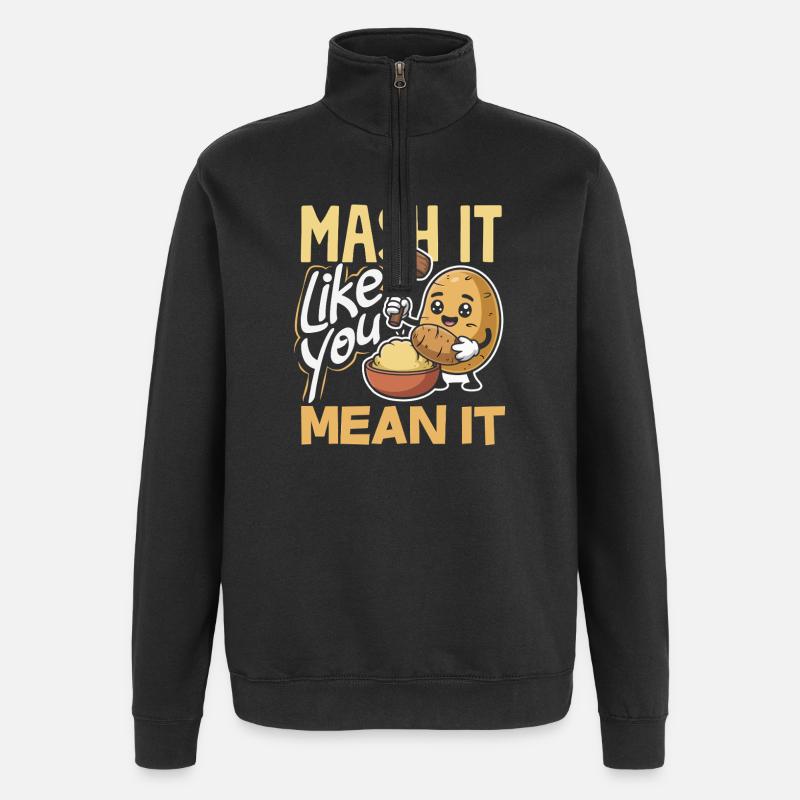 Taters Over Haters Potato - Quarter-Zip Sweatshirt - black