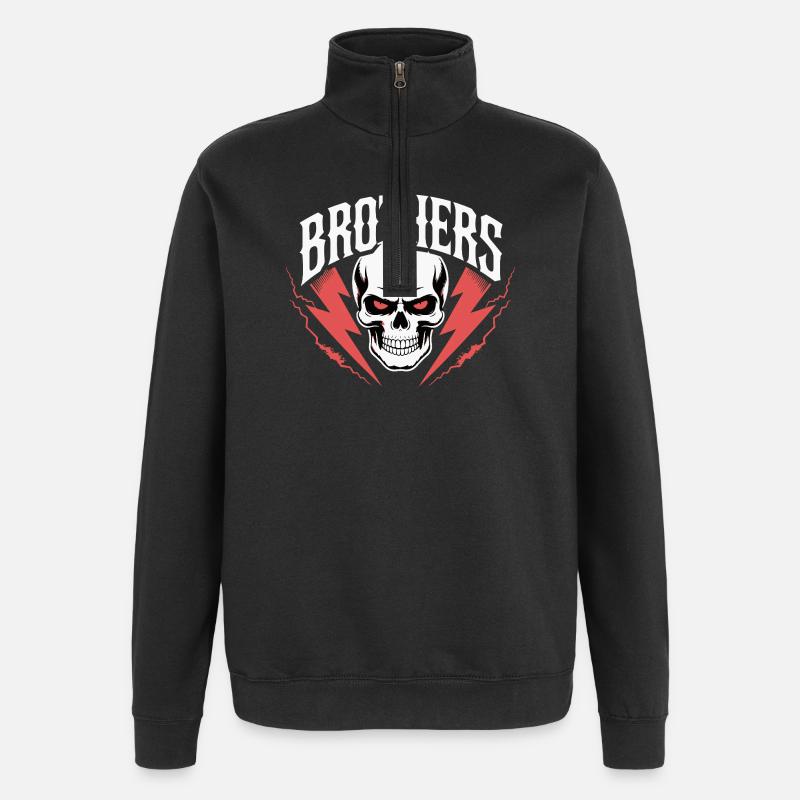 Brothers Skull Thunder Crest - Sweat à zip 1/4 - noir