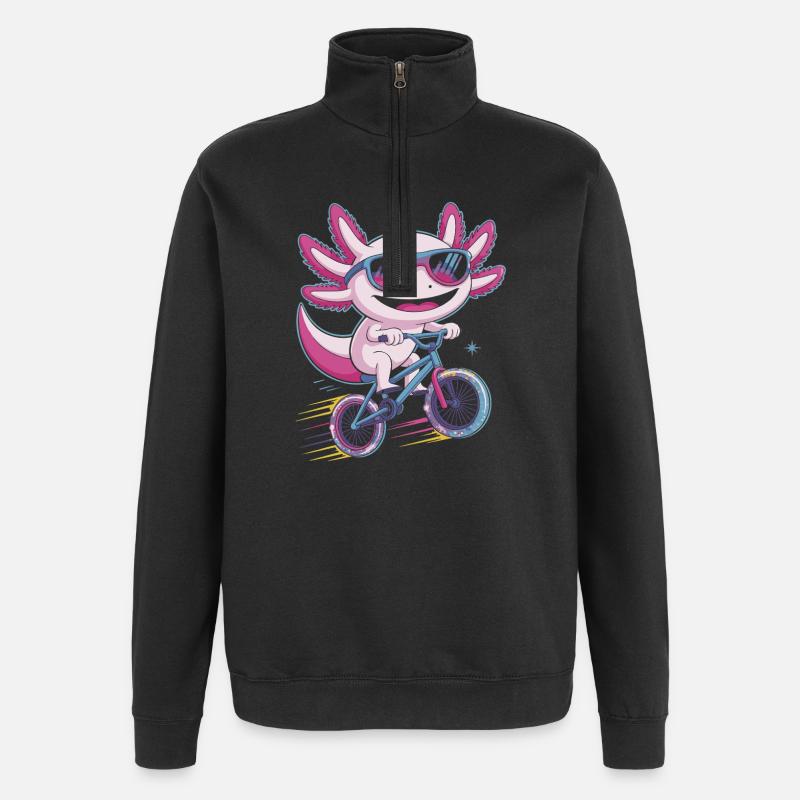 Kleiner Drachen Rennradheld Axolotl - Quarter-Zip-Sweatshirt - Schwarz