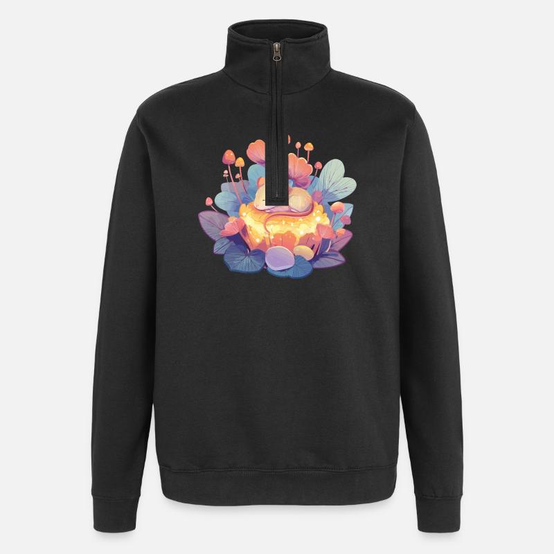 Schläfrige Maus im Honigwald - Quarter-Zip-Sweatshirt - Schwarz