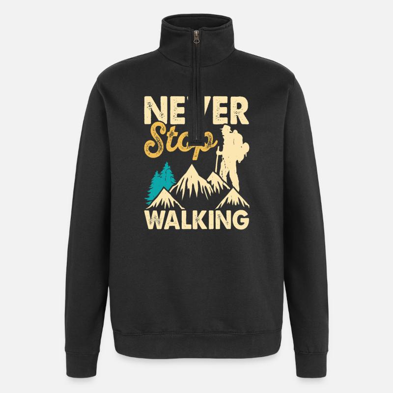 Wandern Wanderer Bergsteiger Geschenk - Quarter-Zip-Sweatshirt - Schwarz