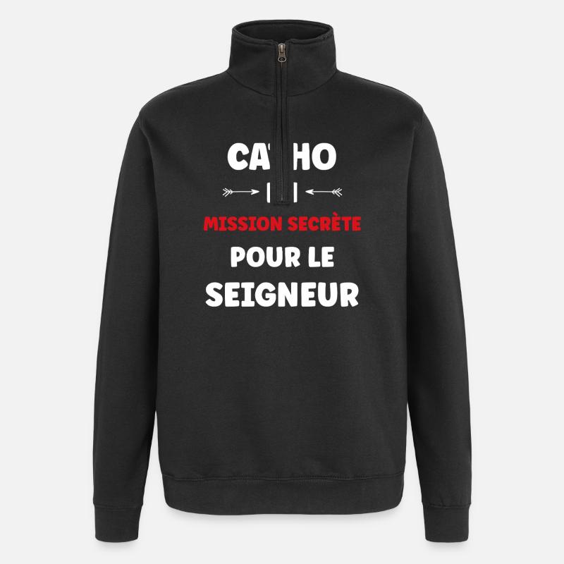 catho - Sweat à zip 1/4 - noir