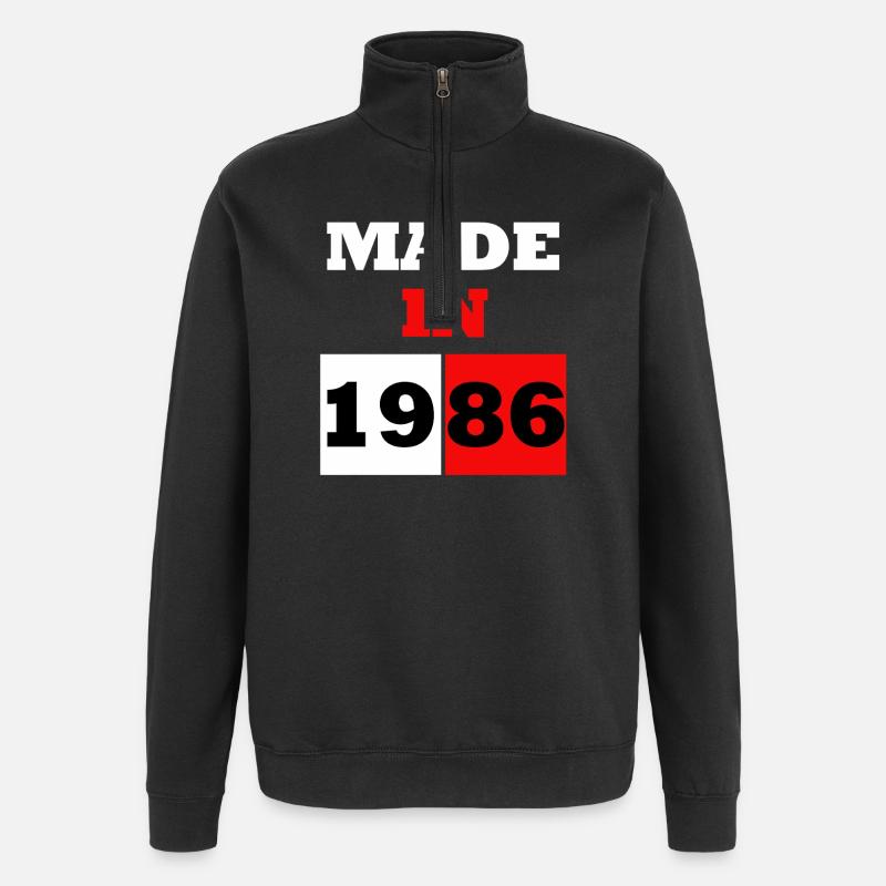 1986 Bloc Retro Anniversaire - Sweat à zip 1/4 - noir