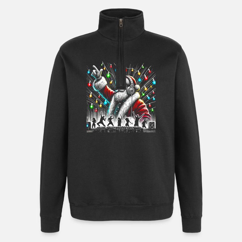 DJ Santa Party Beats - Sweat à zip 1/4 - noir