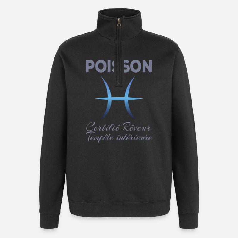 Poisson - Sweat à zip 1/4 - noir