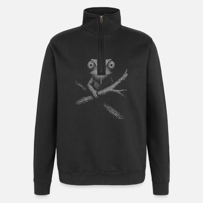 Ernstes Chamäleon  - Quarter-Zip-Sweatshirt - Schwarz
