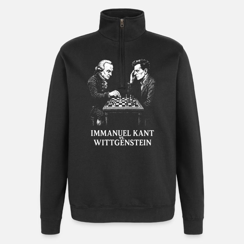 Kant vs Wittgenstein Schachduell - Quarter-Zip-Sweatshirt - Schwarz