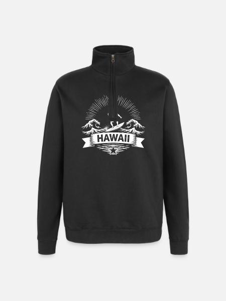 Hawaii Surfer Surfer on Pacific Wave - Quarter-Zip Sweatshirt - black