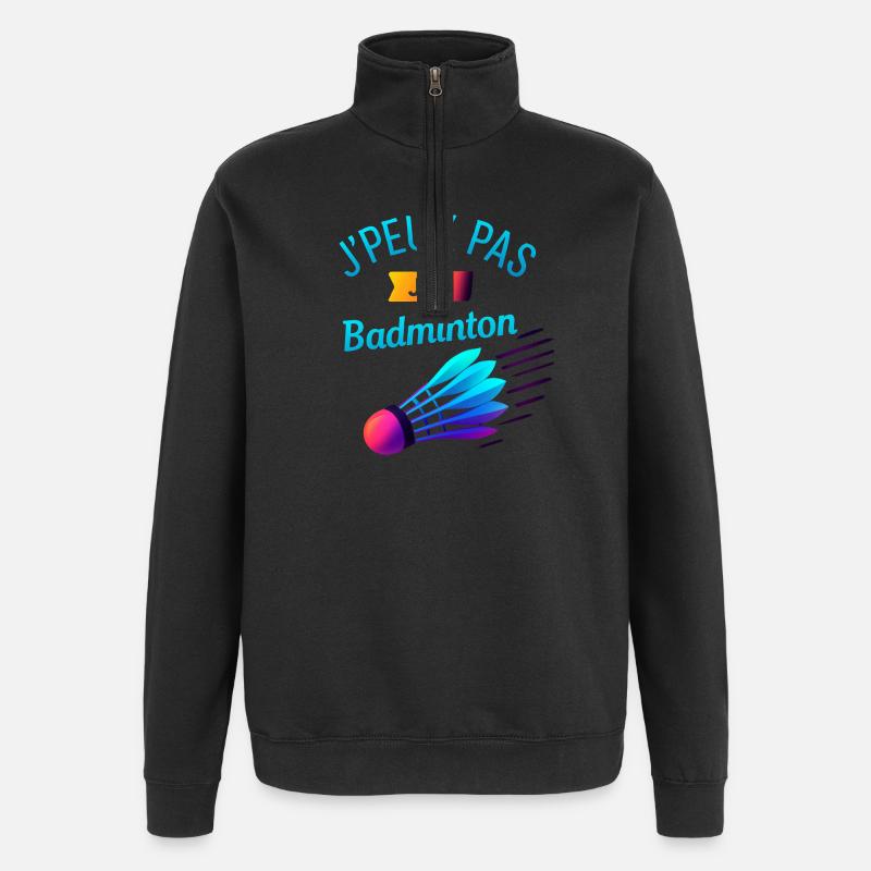 I can't I badminton - Quarter-Zip Sweatshirt - black