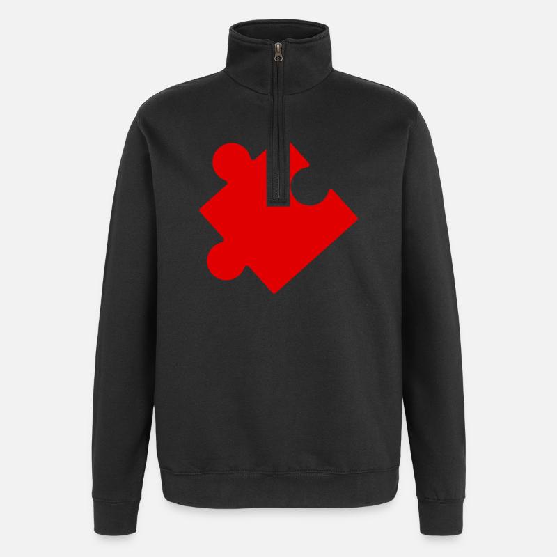 Red puzzle piece gift idea - Quarter-Zip Sweatshirt - black
