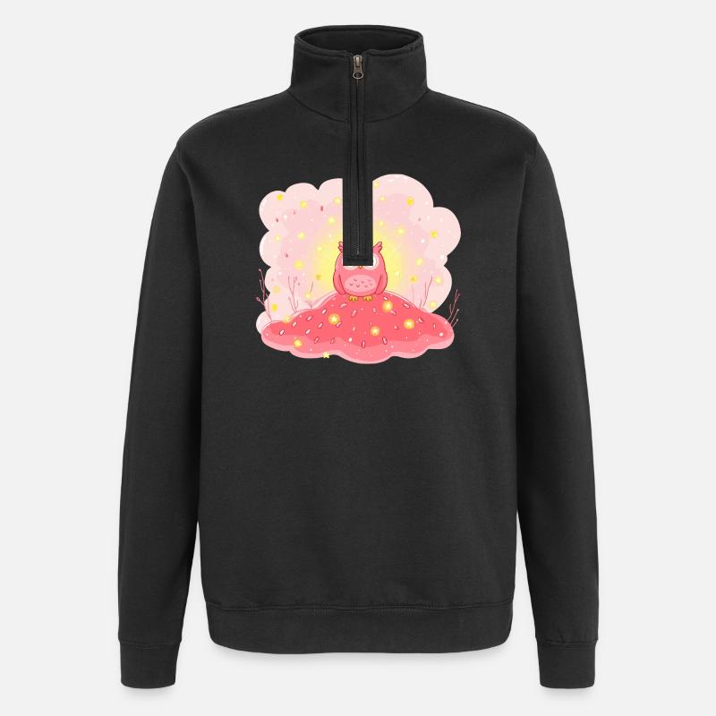 Zarte Eulenstern auf Rosenhügel - Quarter-Zip-Sweatshirt - Schwarz
