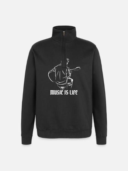 Guitar-playing musician – music and sound design - Quarter-Zip Sweatshirt - black
