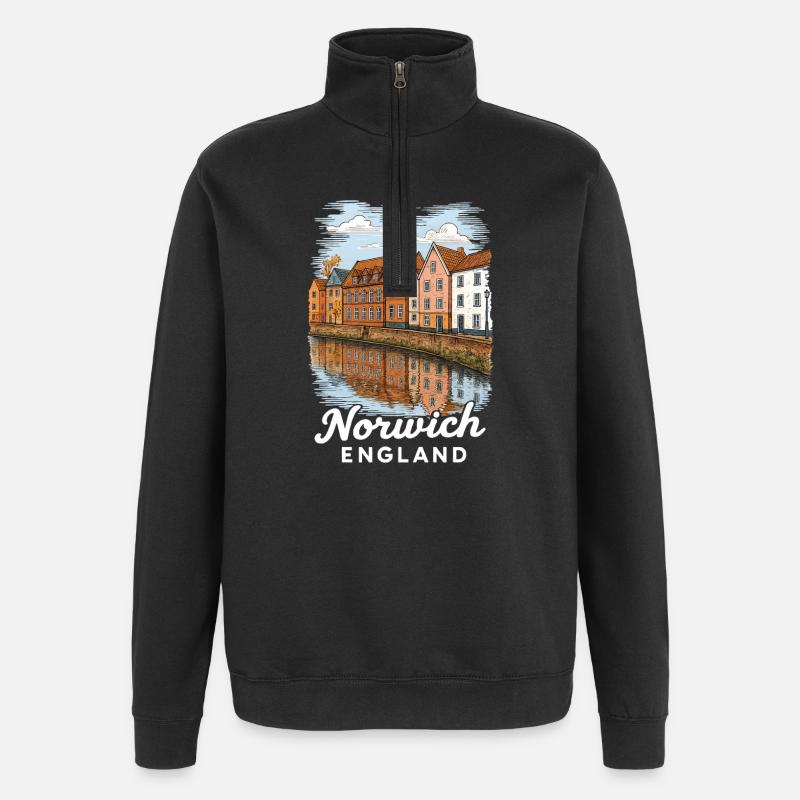 Norwich, Angleterre - Sweat à zip 1/4 - noir