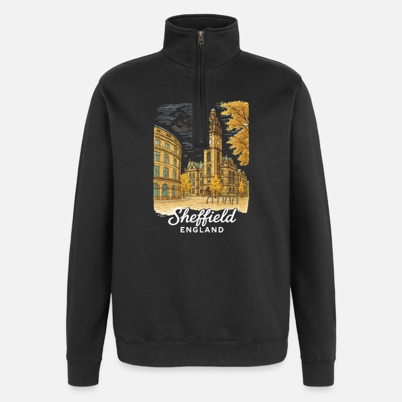 Sheffield, Angleterre - Sweat à zip 1/4 - noir