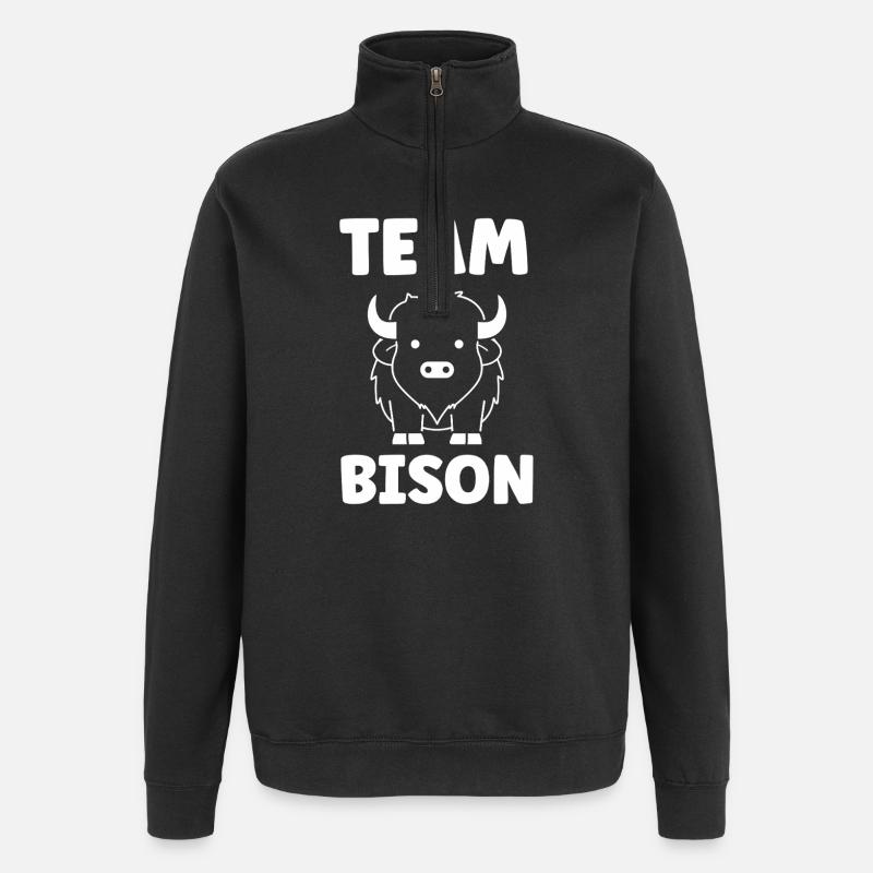 bison - Sweat à zip 1/4 - noir