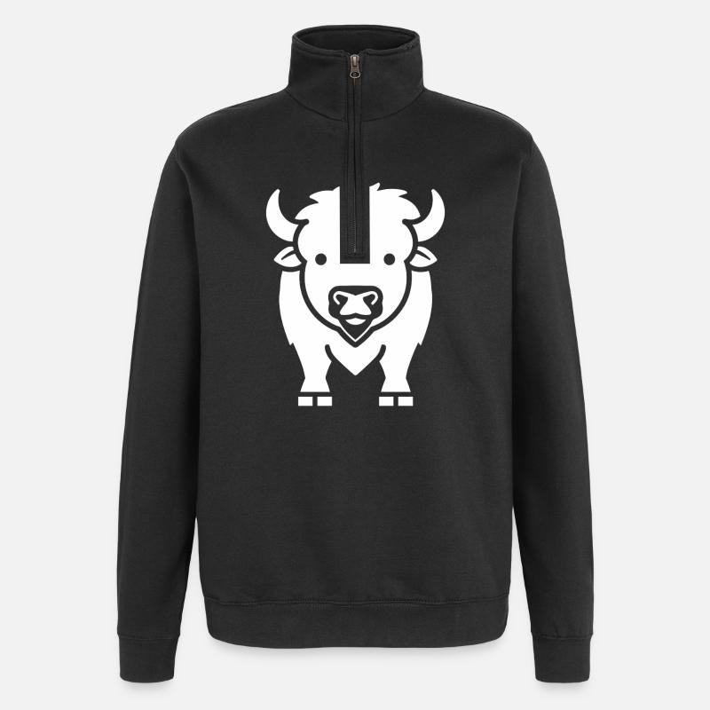 Bison - Sweat à zip 1/4 - noir