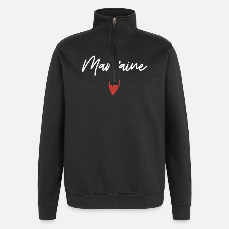 Marraine coeur idée cadeau - Sweat à zip 1/4 - noir