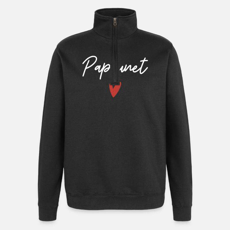 Papounet coeur idée cadeau  - Sweat à zip 1/4 - noir