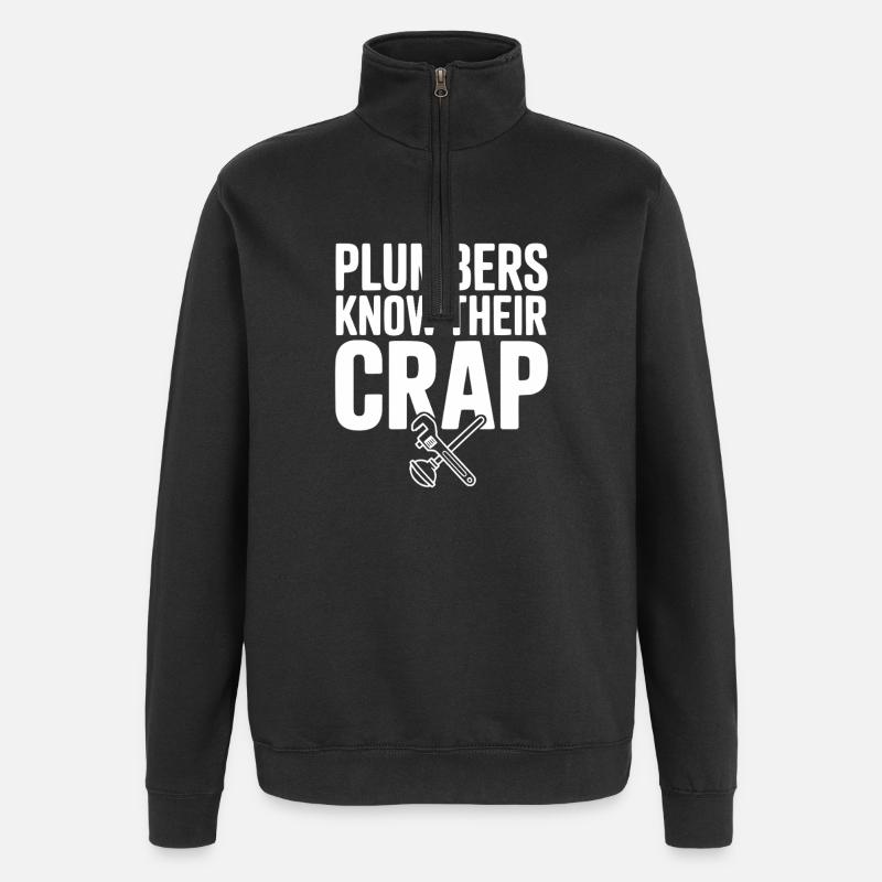 Plumbers Know Their Crap - Quarter-Zip Sweatshirt - black