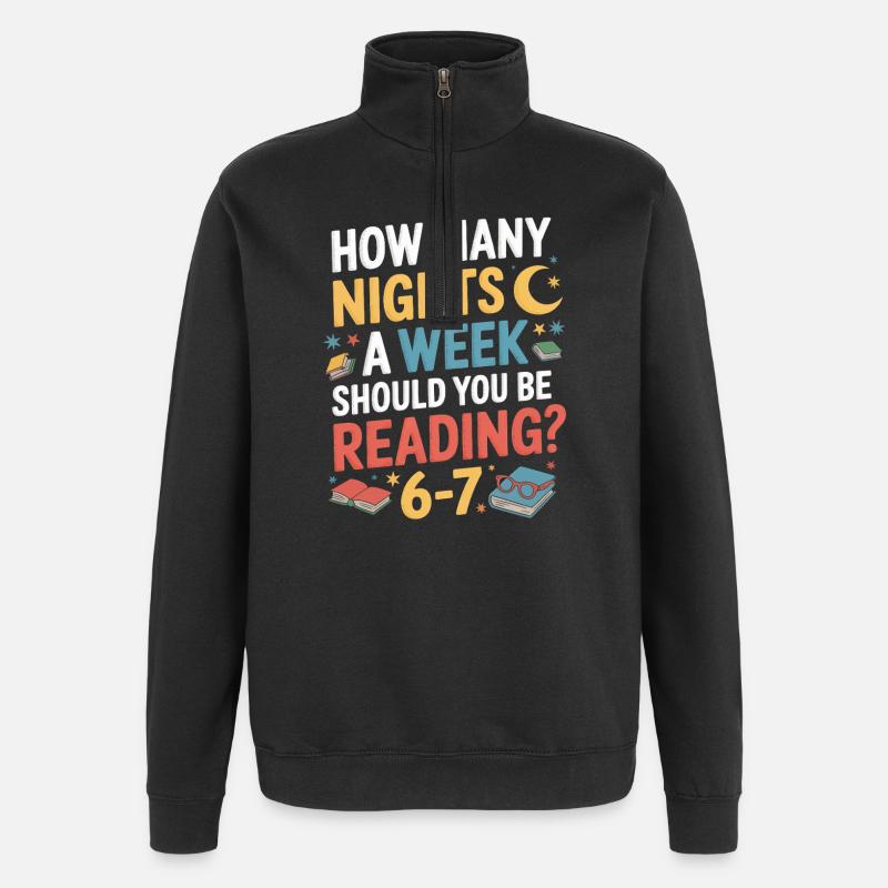 Motivation lecture 6-7 nuits fleurs rétro - Sweat à zip 1/4 - noir