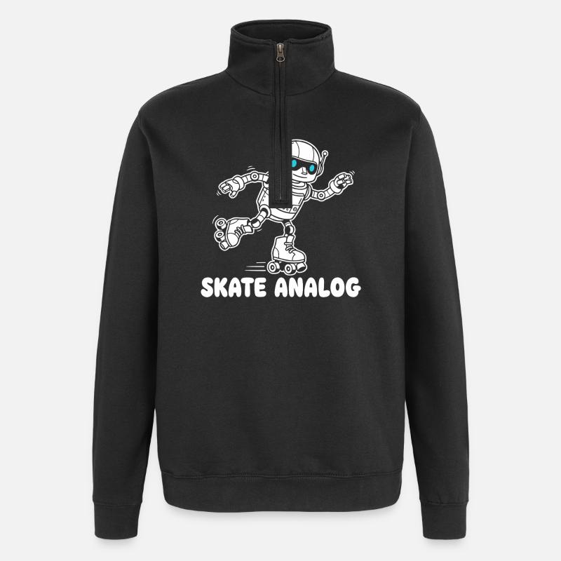 Robot Skate Analogique - Sweat à zip 1/4 - noir