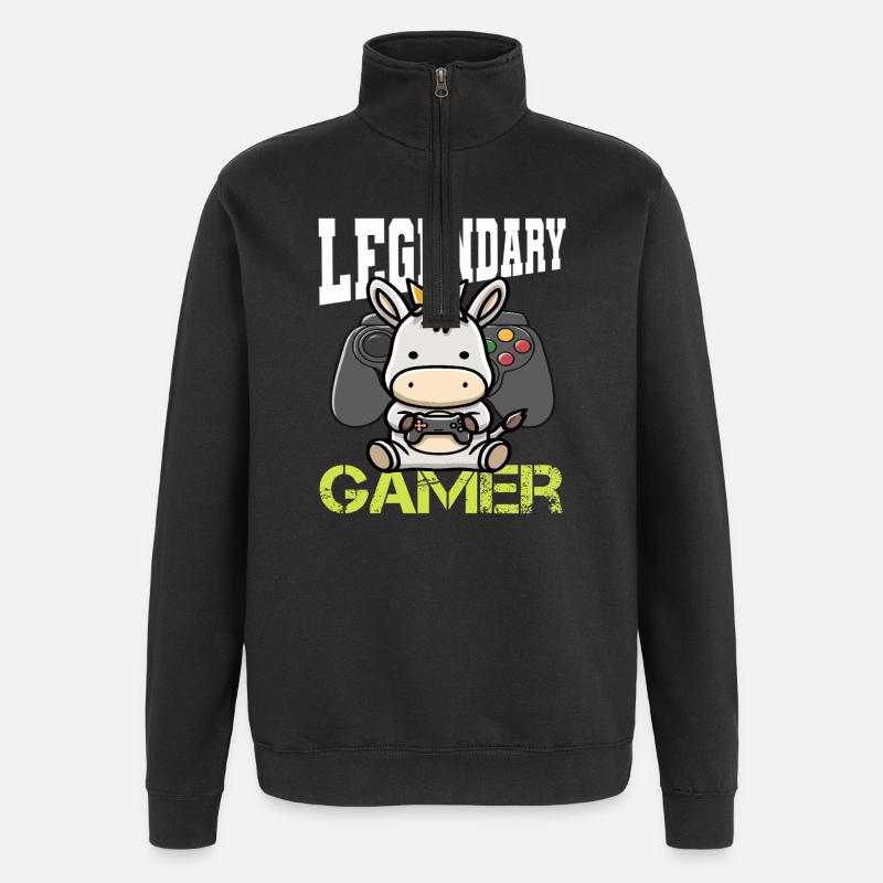 Gamer Esel - Quarter-Zip-Sweatshirt - Schwarz