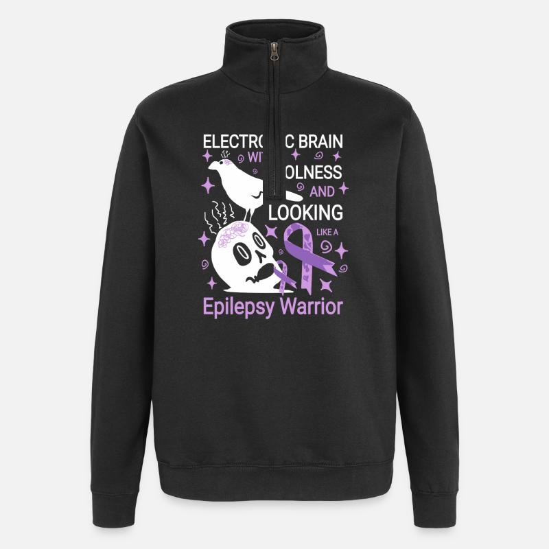 Electronic brain funny epilepsy saying - Quarter-Zip Sweatshirt - black