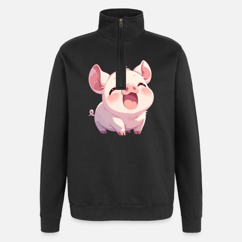 Cochon Cochon - Sweat à zip 1/4 - noir