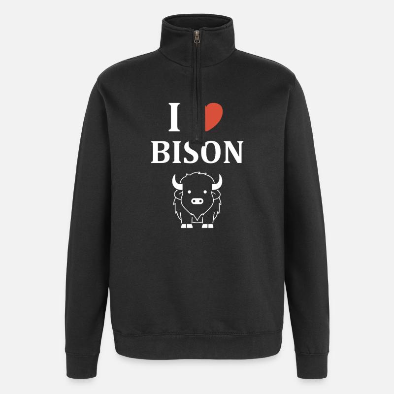 bison - Quarter-Zip Sweatshirt - black