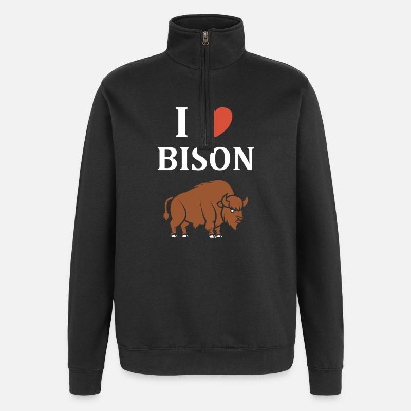 bison - Quarter-Zip Sweatshirt - black