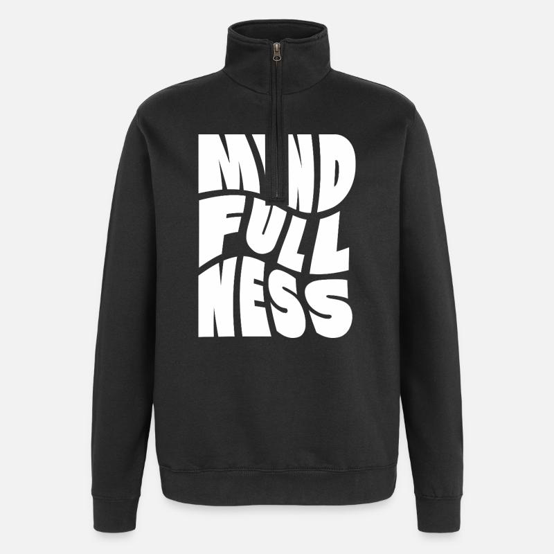 Conception typographique Mindfullness - Sweat à zip 1/4 - noir