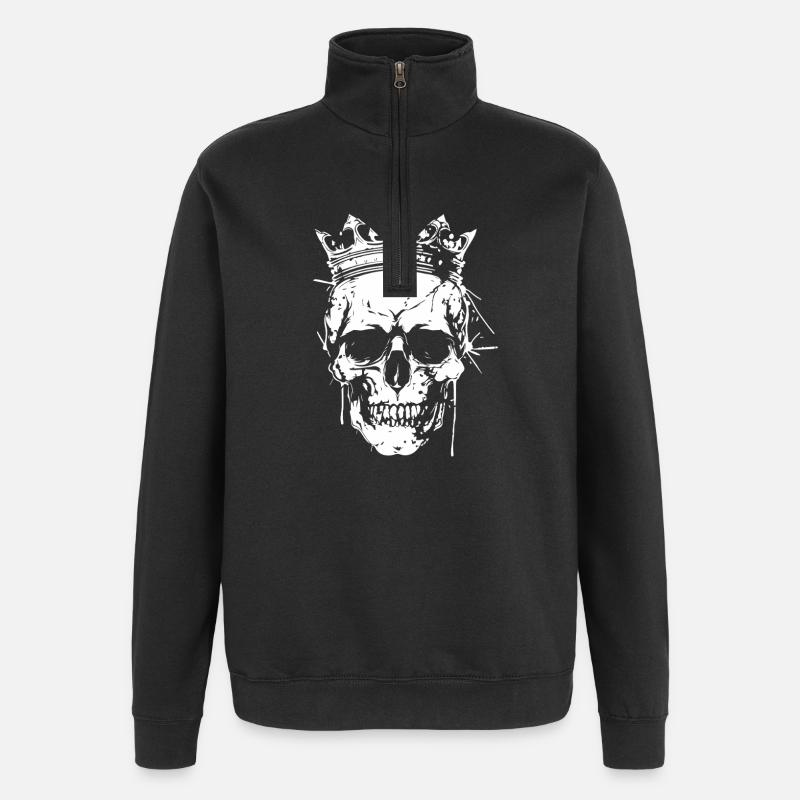 Crown Skull Graphic - Quarter-Zip Sweatshirt - black