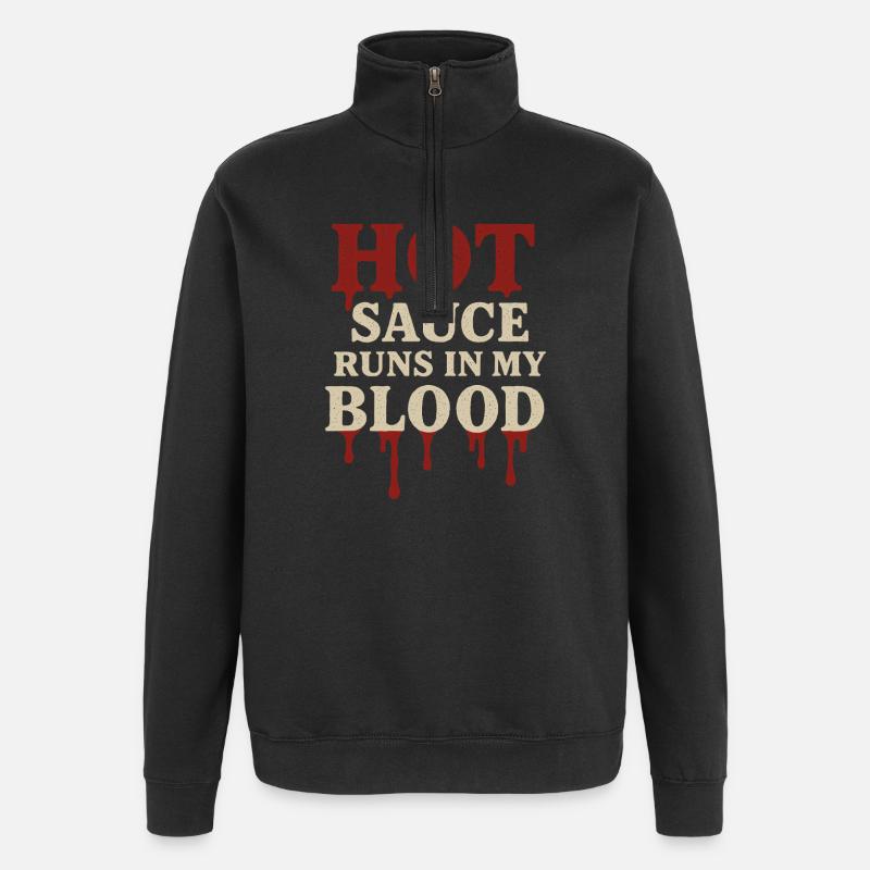 Saucier Pieux Chili Fermenté Épicé - Sweat à zip 1/4 - noir