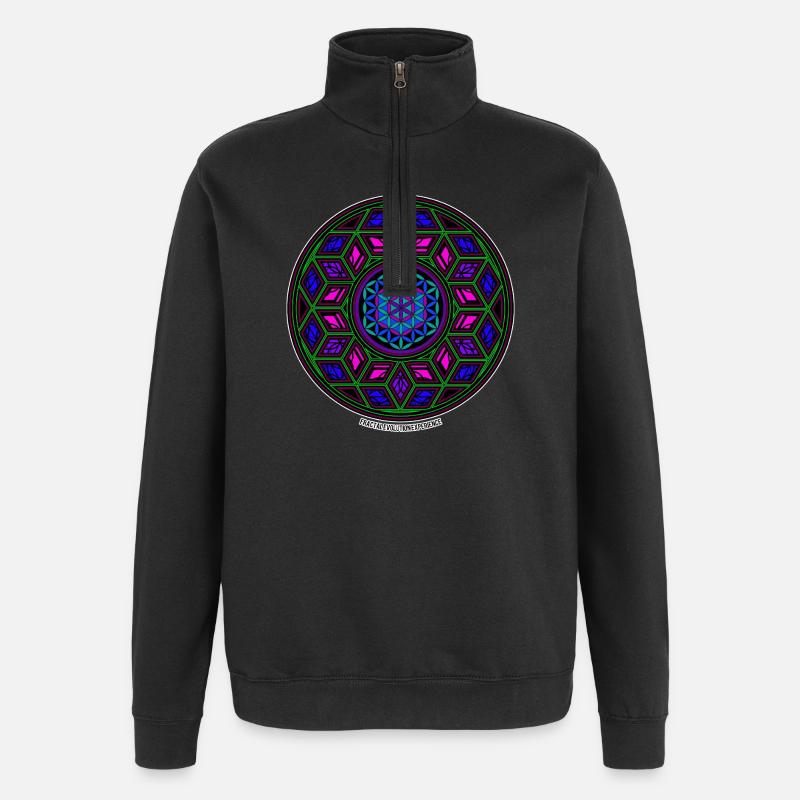Fractal Evolution Experience Kaleidoskop Mandala - Quarter-Zip-Sweatshirt - Schwarz