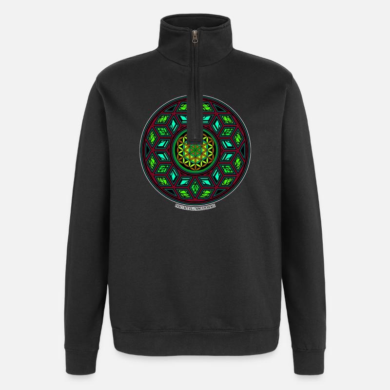 Fractal Evolution Kaleidoskop Mandala Muster Yoga - Quarter-Zip-Sweatshirt - Schwarz
