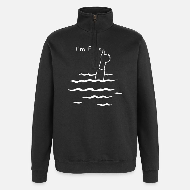 I'm fine humor - Quarter-Zip Sweatshirt - black