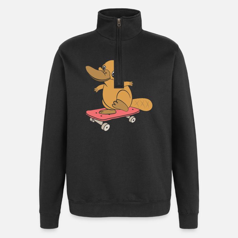 ornithorynque - Sweat à zip 1/4 - noir
