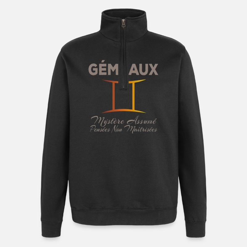Gémeaux - Sweat à zip 1/4 - noir