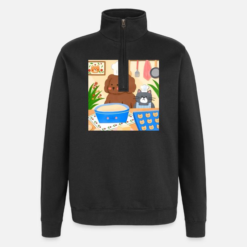 Illustration de boulanger mignon - Sweat à zip 1/4 - noir
